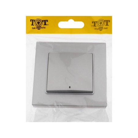 Tot Matte Glass switch, 10 a, 1 cl., With backlight, hidden, glass, silver-5