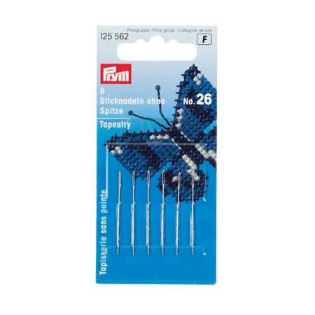 Needles for embroidery with rounded tip, steel, No. 26, 0.60x34 mm, 6 pcs