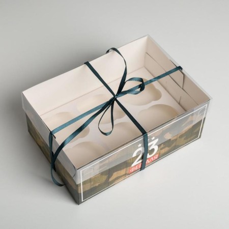 Capcake box, confectionery packaging, 6 cells “February 23”, 23 x 16 x 10 cm-2
