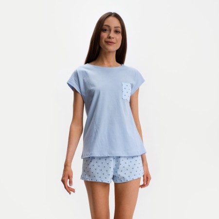 Pajama female kaftan "peas", T-shirt, shorts, r.48-50
