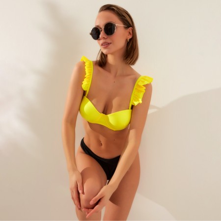 Swimsuit female separate minku color yellow-black, size 48-2