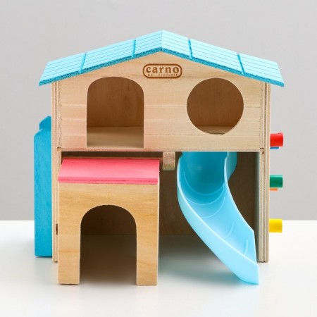 Home for rodents with a slide, wood 17.2 x 15.8 x 16.2 cm-1
