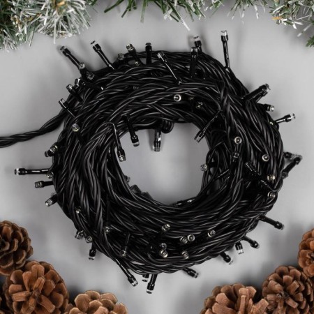 Garland “thread” 10 m, IP44, UMS, dark thread, 100 LED, white glow, 220 V-1