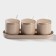 A set of ceramic cans with spoons on the stand "Pastel", 3 items: 250 ml, beige color