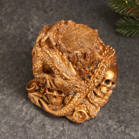 Skull "Skull with a snake" 11x11x11cm, bronze-4