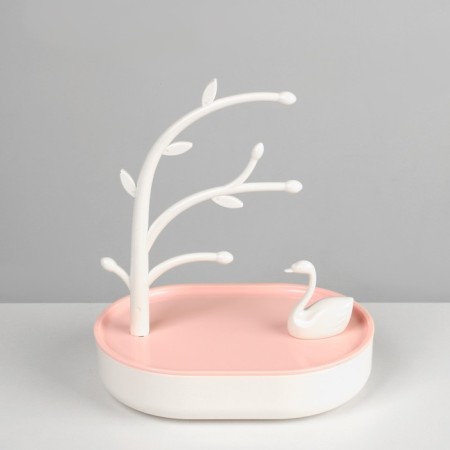 Swan storage stand with a place for storage, 18 × 12.5 × 21 cm, white-pink color-2