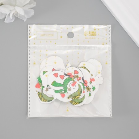 Decor for creativity tree "Snowmen with hearts" set of 10 pcs 4.5x3.2 cm-3
