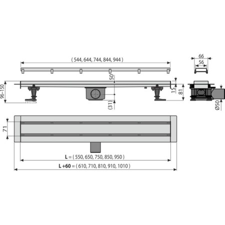 Alcaplast Fit & Go APZ13-DOUBLE9-750 drainage groove, with a two-way grate, 750 mm-1