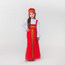 Carnival costume for the girl “Russian folk”, sundress, shirt, kokoshnik, 6-7 years old, height 122-128 cm