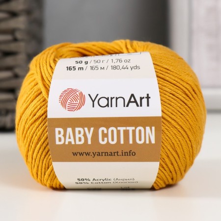 Yarn "Baby Cotton" 50% acrylic 50% cotton 165m/50g (433 saffron)