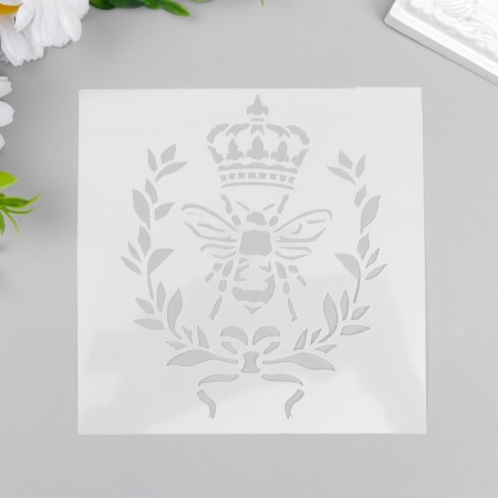 Stencil plastic "Bee with crown" 13x13 cm