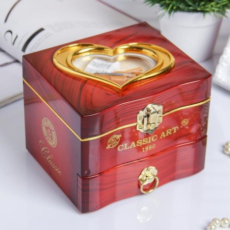 Casket Plastic Mechanical Mechanical "chest of drawers" Brown 11x13.3x11.5 cm