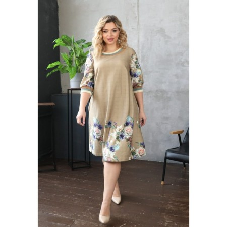 Female dress, size 56, beige color-8