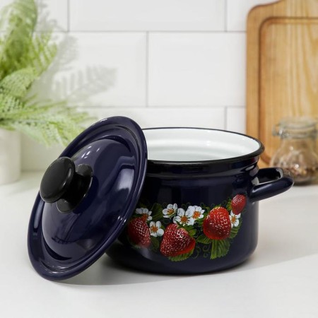 Cylindrical pan, 2 l, metal cover, induction, dree mix, blue color-1