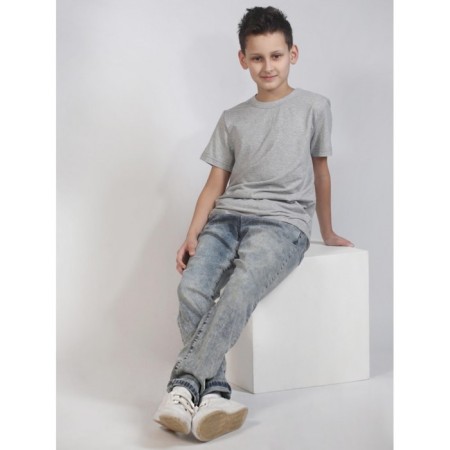 T -shirt teenage, size 38, color gray melange-4