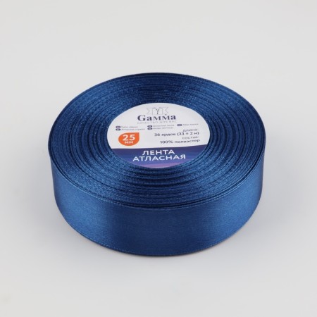 Satin tape, 25 mm × 33 ± 2 m, color dark blue No. 038-1