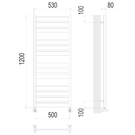 Water towel Terminus "Latte" P13, 500x1200 mm, lower connection, chrome-2