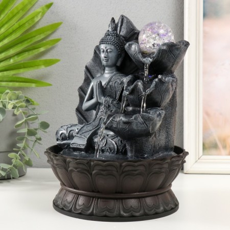 The desktop fountain from the network, the backlight "Buddha in the gray sits at the sheet" 20x20x30 cm-2