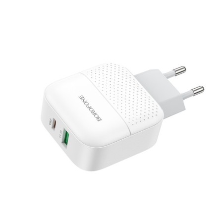 Network charger Borofone BA46A, USB Qc3.0 3 A, Type-C PD 3 A, white-3