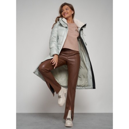 Coat insulated winter female, size 50, color light green-15