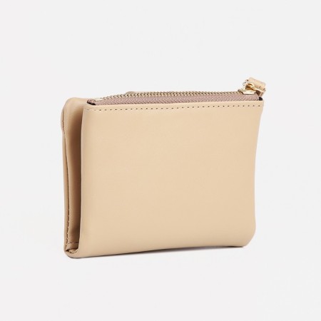 Women's wallet on the button, beige color-1