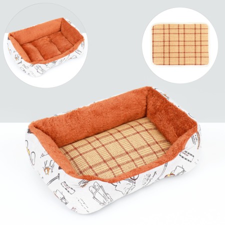 Animal bed lying + rotary rug, double -sided pillow, 45 x 30 x 15 cm