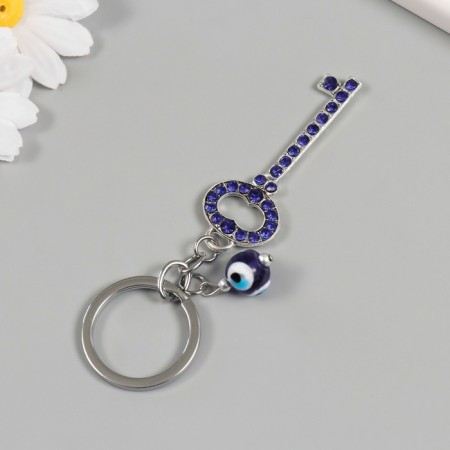 Keychain from the evil eye Metal "key with pebbles" 2.4x6.5 cm-2