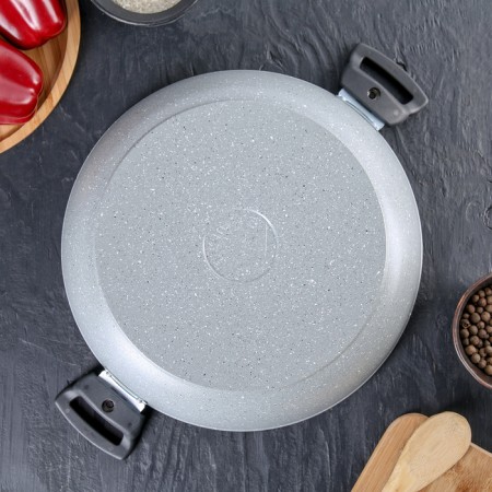 Stear, d = 30 cm, removable handles, glass cover, anti-stick coating, light-gray color-3