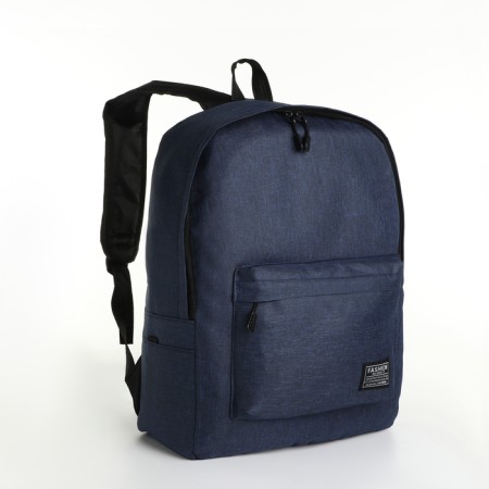 Youth backpack from textiles on lightning, 3 pockets, blue color-2