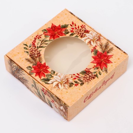 Gift box team with the window "Happy New Year!", 10 x 10 x 3 cm-2
