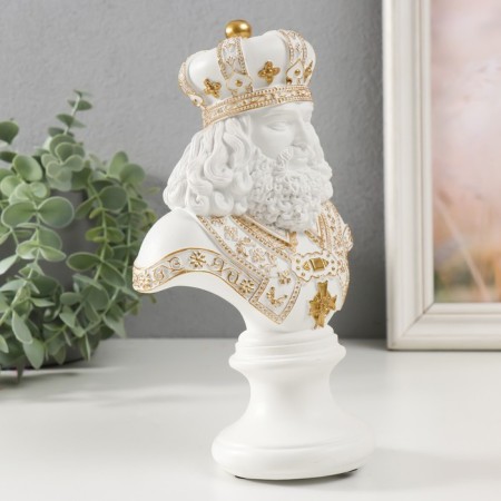 Souvenir Polystone "Bust. King" White with gold 9x14x22.5 cm-1