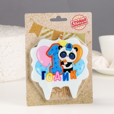 Candle for the cake "1 year", panda, 8 cm-1