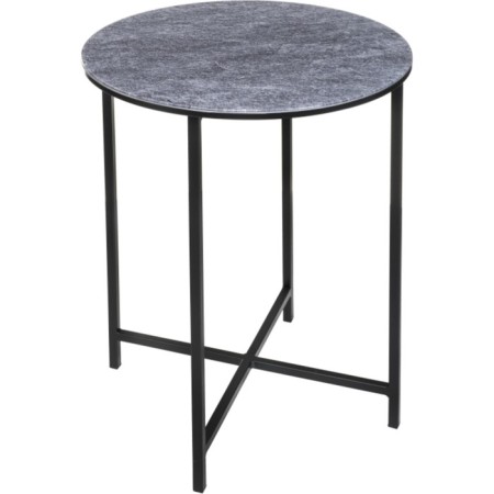 Coffee table Volopas metal, gray marble/black 48x48x60 cm