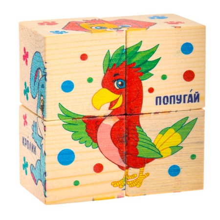 Wooden cubes "Pets", set of 4 pcs.-4