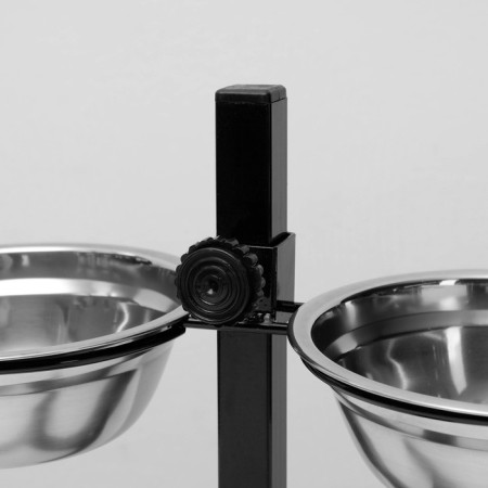 Stand with bowls, 2 x 500 ml, height 30 cm, collapsible, black-2