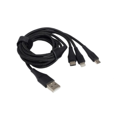 Charged cable AURA TPC-U31B usb-micro/USB C/Lighting, 12 V, length 1.2 m, black color black