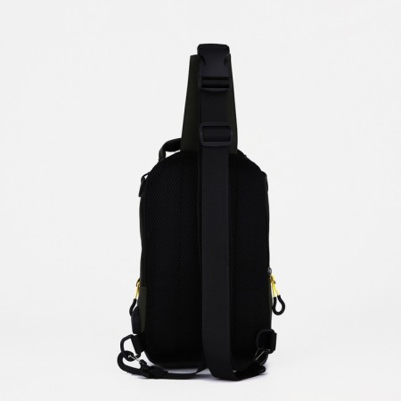 Male sling bag from textiles, with USB, green color-2