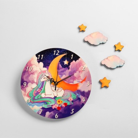Wall clock, series: children's "unicorn", discrete move, D-23. cm-1