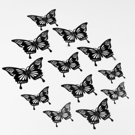 Set for decorating "Butterflies", set 12 pcs, black color-1