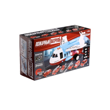 Parking children's “Fire patrol”, plane, 6 cars, light, sound, smoke-12
