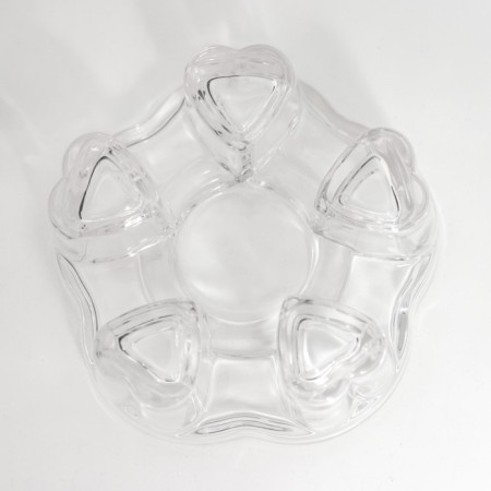 Glass Glass for 1 candle "Five hearts" Transparent 5.3x11x11 cm-1