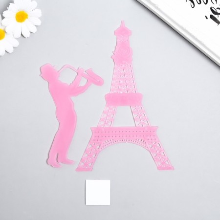 The phosphorus sticker "Eiffel Tower and Saxophonist" with adhesive. Podush. set 2 pcs Mix 29.5x25 cm 788219-4
