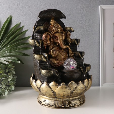The desktop fountain from the network, the backlight "Ganesha in the Temple" Bronze 40x25x25 cm-2