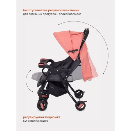 Stroller walking children's Rant Basic "UNO", folds into a cane, color Cloud Pink-2