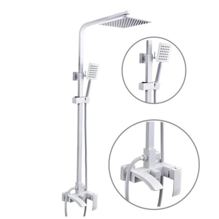 The shower system Fashun A52418-8, pouring 98 mm, with a tropical shower, hand watering can, white