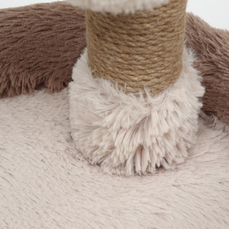 A bed with a cloth "Pijon", oval, 55 x 36 x 47cm, fluffy fur, jute, brown-3