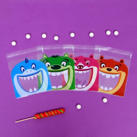 BOPP package with sticky tape, "festive assorted", 14*14+3cm