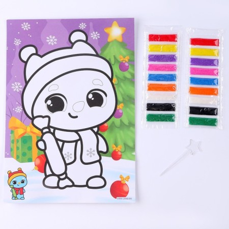 New Year's radiant fresco "New Year! Cheerful snowman ", 21 x 29.7 cm-1