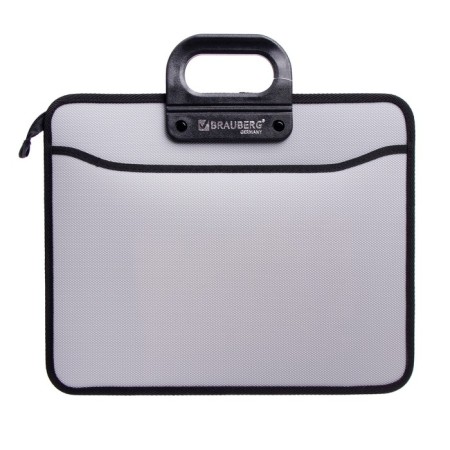 Plastic portfolio A4 BRAUBERG "Prime Minister", 390 x 315 x 120 mm, 3 compartments, on lightning, gray-4