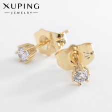 Earrings with rhinestones Xuping Cuts authenticity, white color in gold